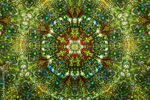 Abstract Background kaleidoscope effect polygon circle ornament.