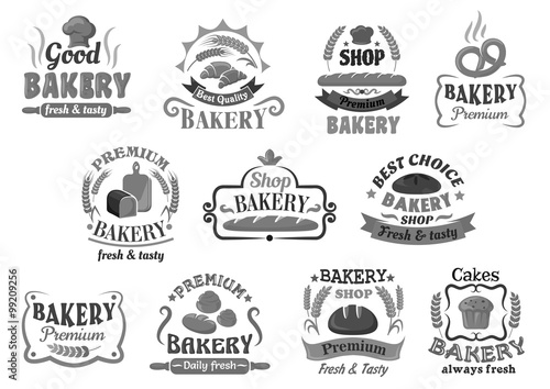 Bakery and pastry emblems or signboards