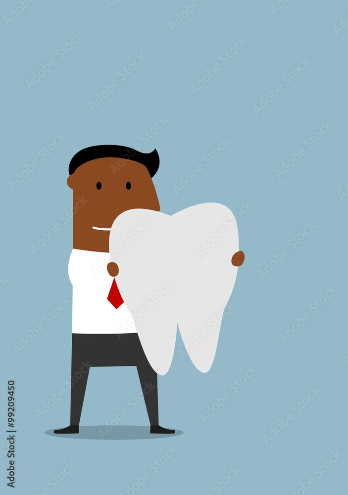 Businessman with a large white tooth Businessman with a large white tooth