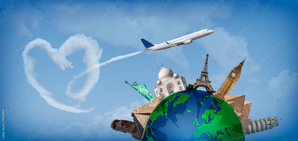 Fototapeta premium Love travelingall over the world