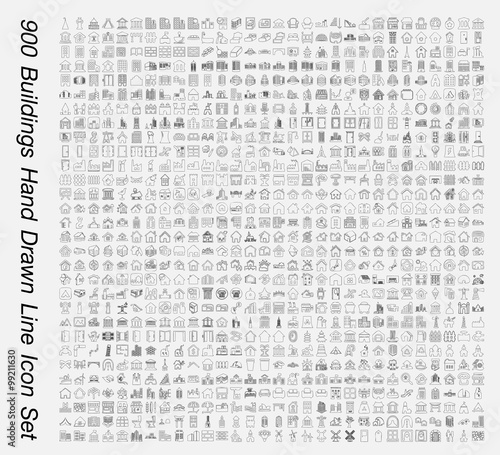Building Hand Drawn lineIcons Set