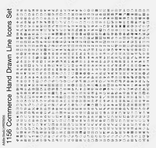 Commerce Hand Drawn line icon set