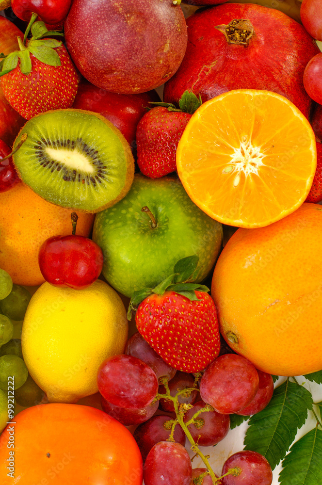 Still life of fruit close-up isolated on white Still life of fruit close-up isolated on white