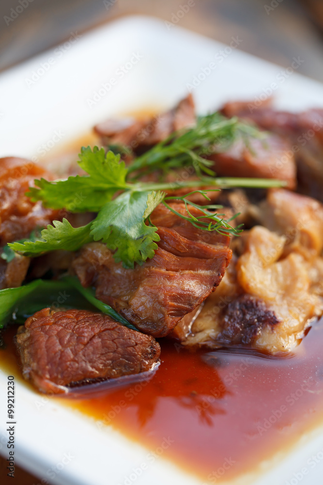 Stewed pork leg and vegetable,Thai food Stewed pork leg and vegetable,Thai food