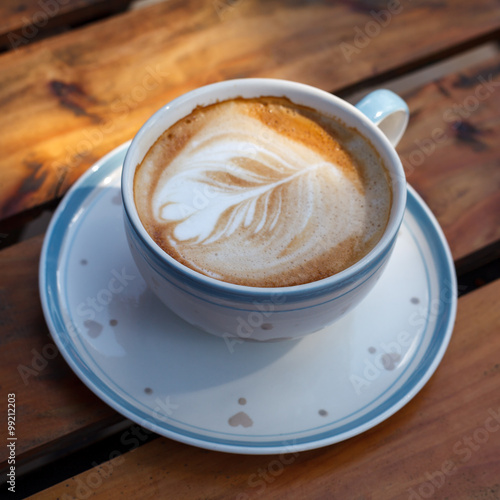 Close-up latte art coffee (Selective focus)