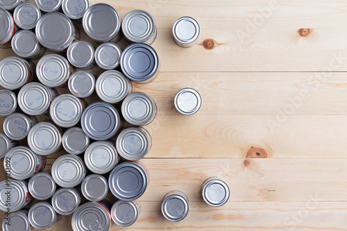 Conceptual background of multiple canned foods for food drive donations