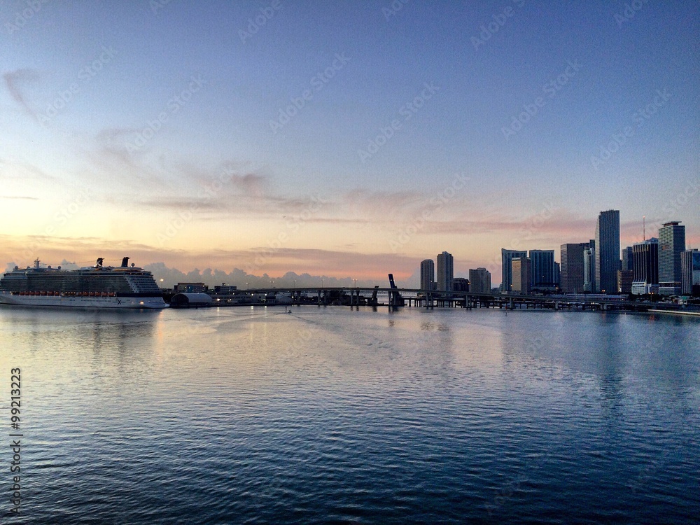 downtown miami at sunrise