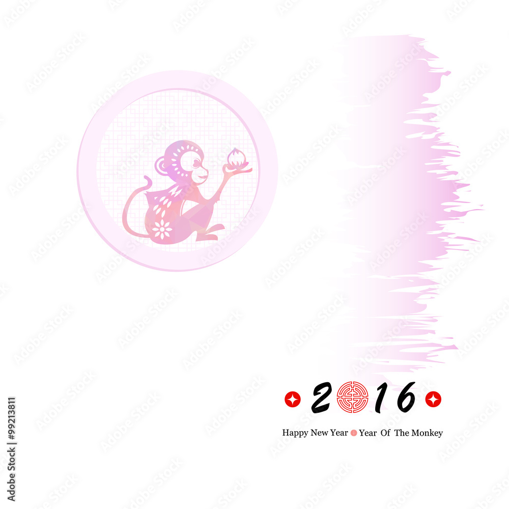 Chinese new year greeting card with monkey vector illustration