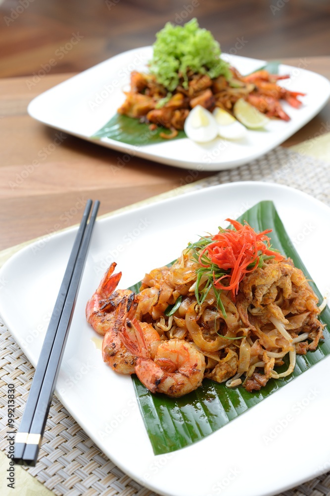 Close-up Penang famous stir fried char kuey teow Close-up Penang famous stir fried char kuey teow
