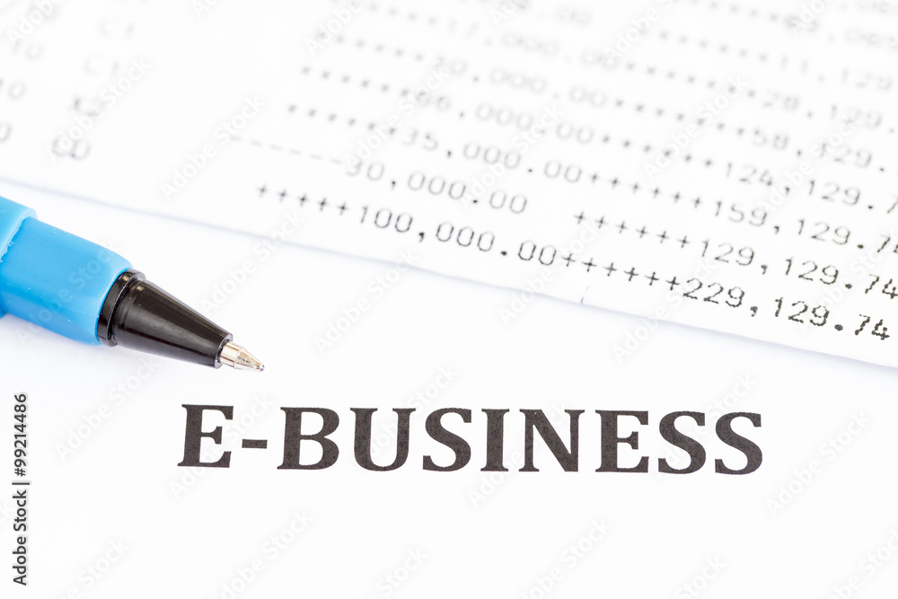 A closeup of the word E-business A closeup of the word E-business