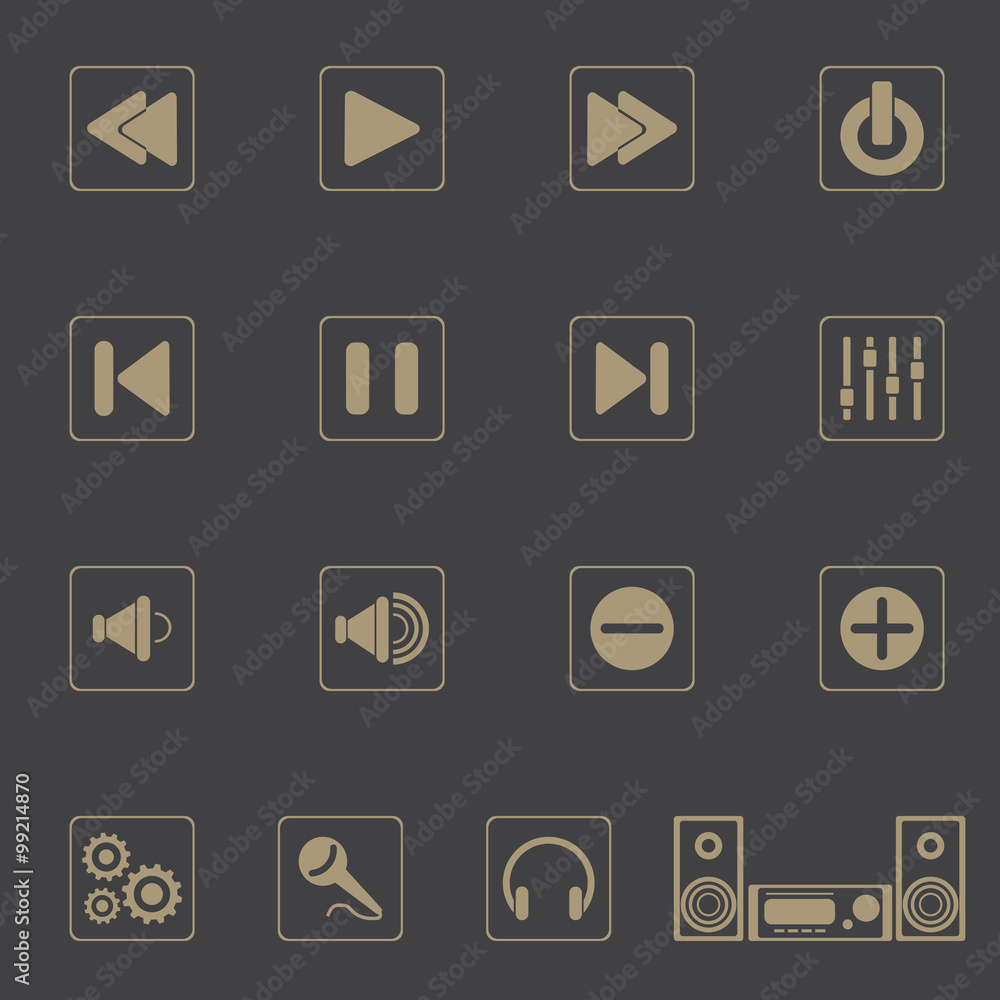 Music Icons for app with Gray Background Music Icons for app with Gray Background
