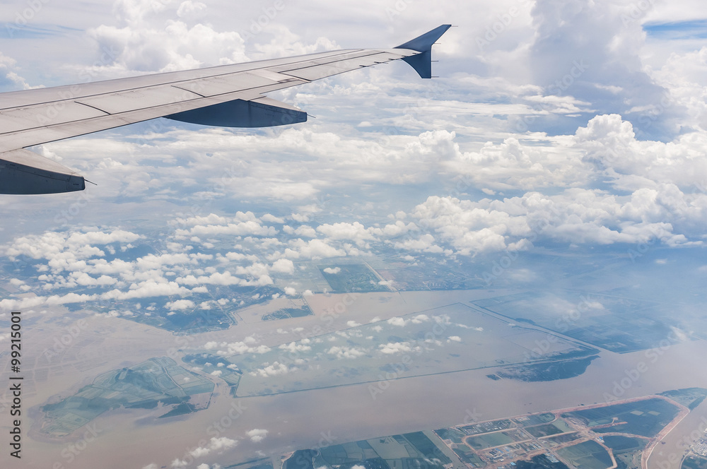 Looking out the window of a plane,west of China Looking out the window of a plane,west of China
