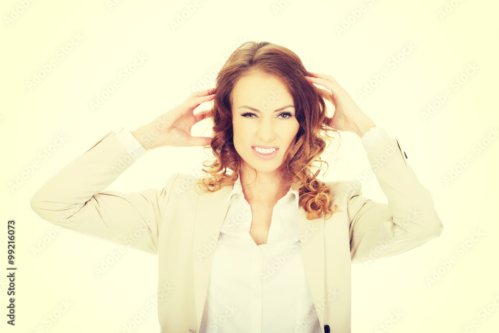 Angry businesswoman screaming. Angry businesswoman screaming.