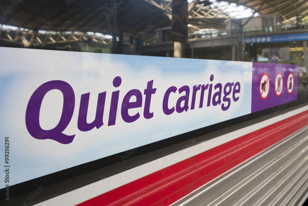 Fototapeta premium Quiet carriage sign on a train