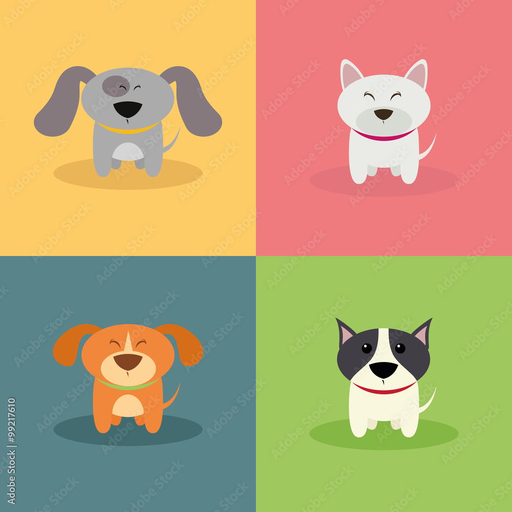 Fototapeta premium Cute Cartoon Dogs