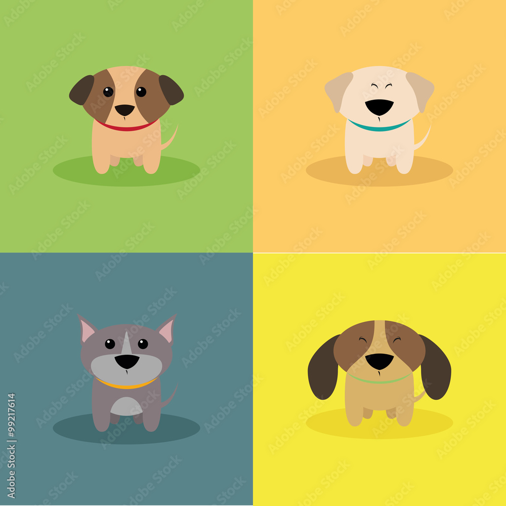 Naklejka premium Cute Cartoon Dogs