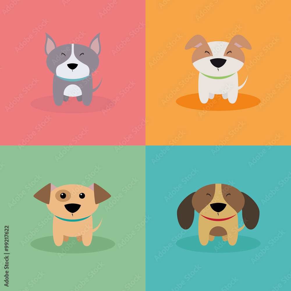 Fototapeta premium Cute Cartoon Dogs