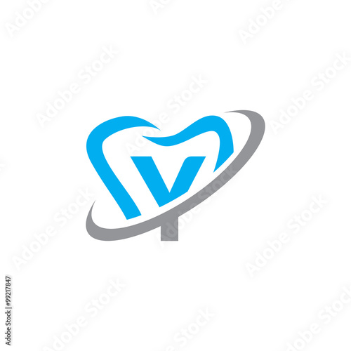 Simple Dental Initial Logo Vector Swossh y photo