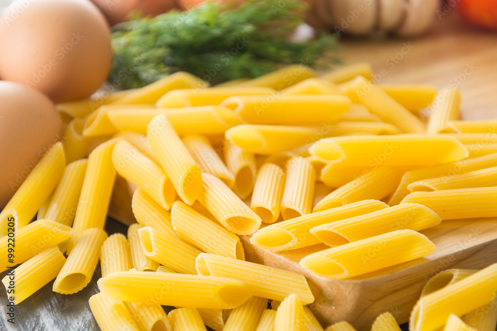 dry pasta spaghetti with ingredient