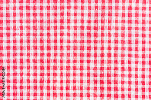 Red classic checkered tablecloth texture, background with copy s