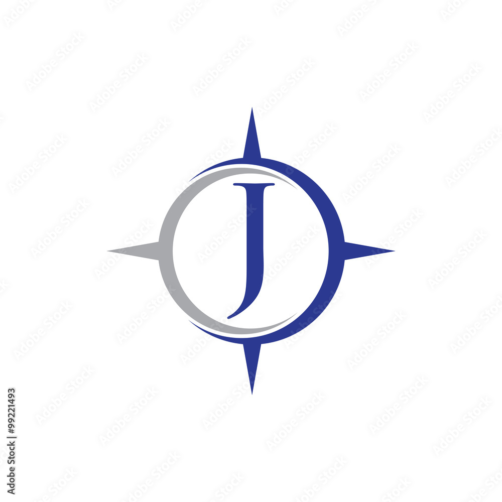 Simple Compass Letter Initial Logo Vector j Simple Compass Letter Initial Logo Vector j