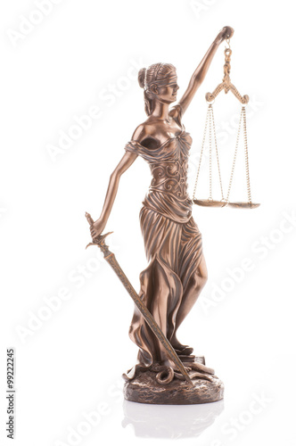 Statue of justice isolated on the white background