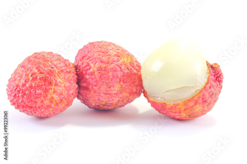 lychee fruit on  white background