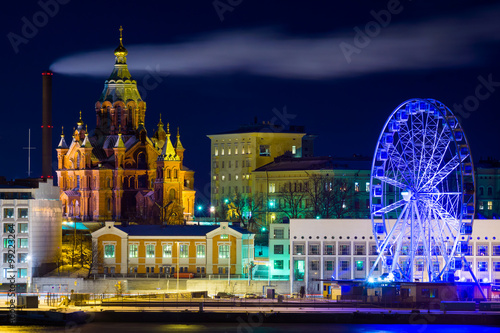 Schilderij op canvas Night Helsinki