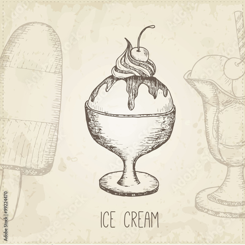 Vector hand drawn ice cream.