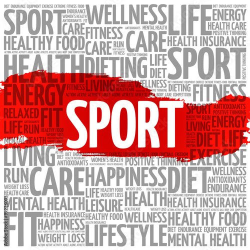 SPORT word cloud background, health concept