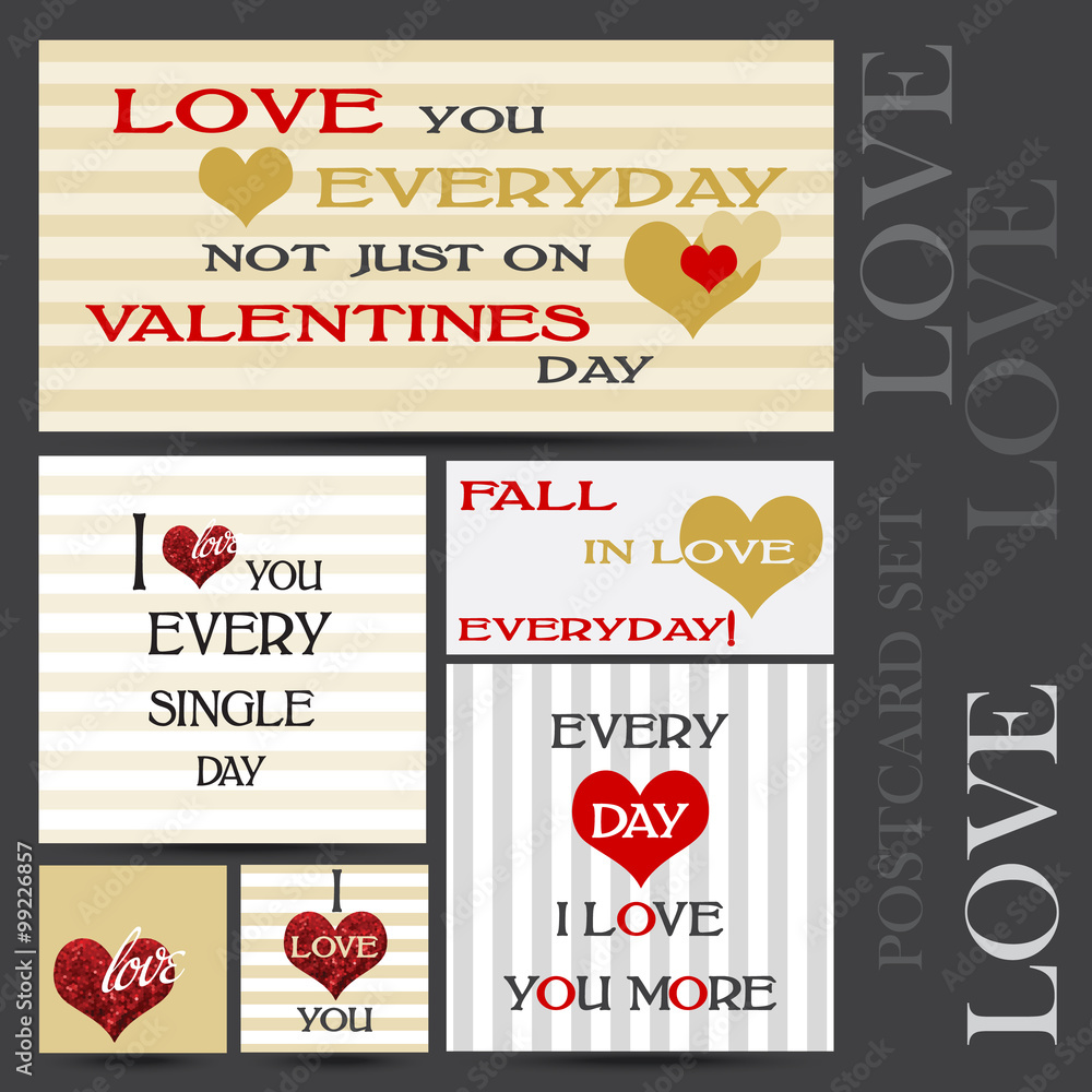 Set of Happy Valentines Day Cards Set of Happy Valentines Day Cards