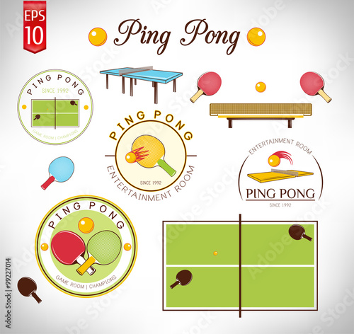 Ping Pong labels Set. Vector Illustration.