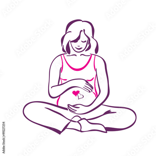 Hand drawn silhouette of pregnant woman