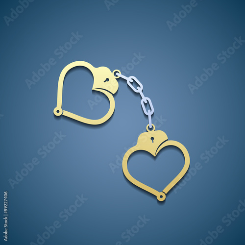 Icon handcuffs in the form of heart.