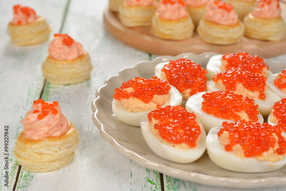 Appetizer with red caviar Appetizer with red caviar