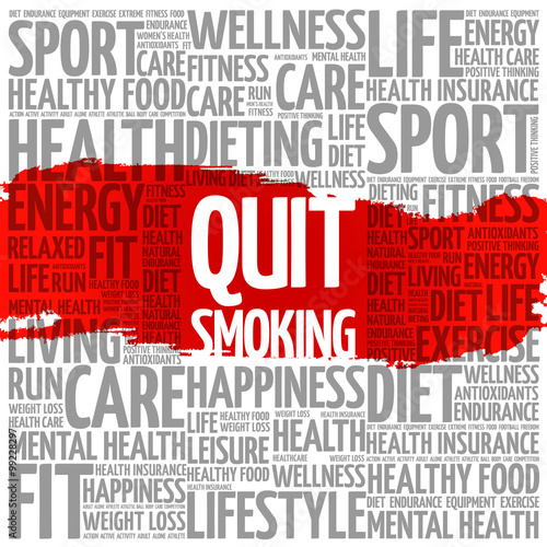 Quit Smoking word cloud background, health concept