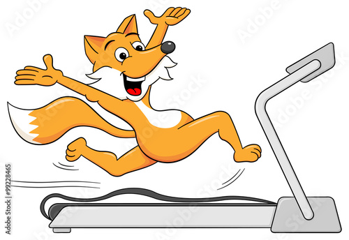 Cartoon Fuchs auf einem Laufband