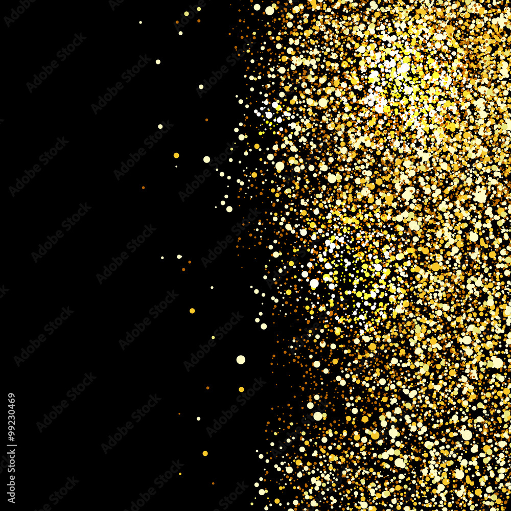 Vector black background with gold glitter sparkle