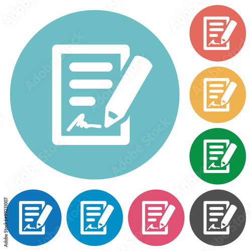 Flat signing contract icons