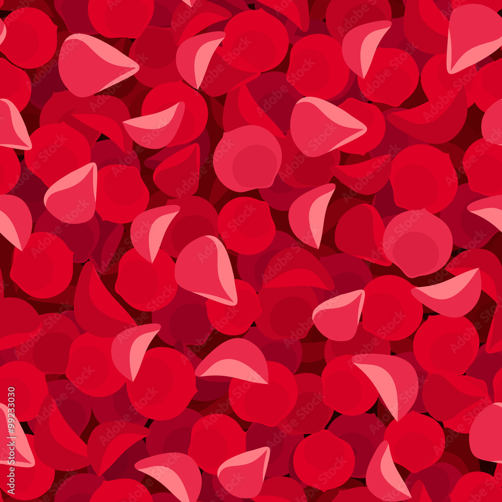 Vector seamless background with red rose petals. Vector seamless background with red rose petals.