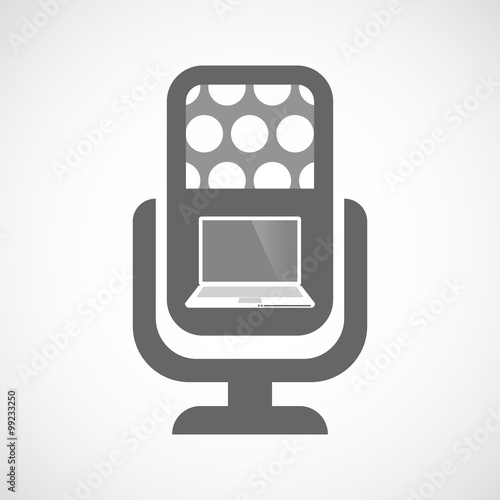 Isolated microphone icon with a laptop