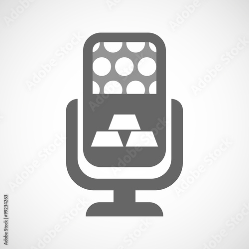 Isolated microphone icon with three gold bullions