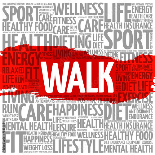 WALK word cloud background, health concept