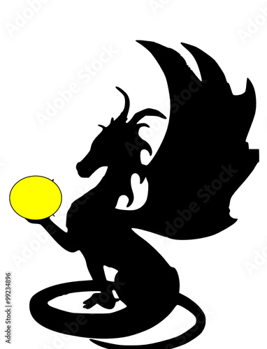 a dragon with a yellow ball 