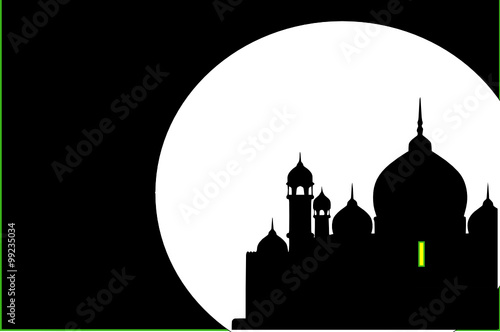 an oriental palace with a moon background 
