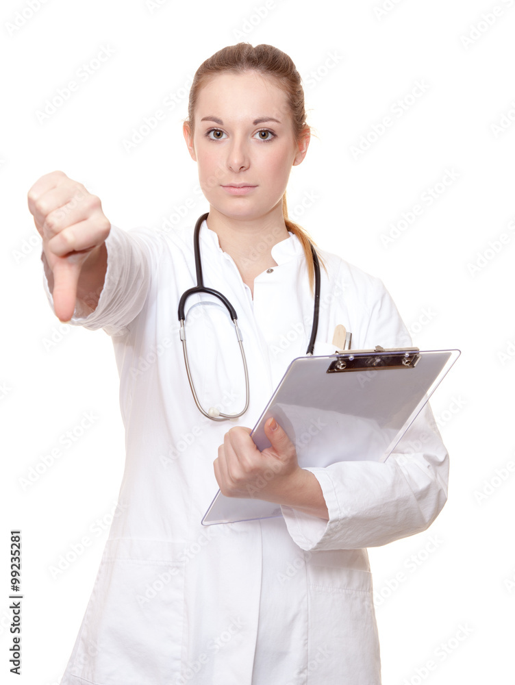 Attractive female physician. All on white background. Attractive female physician. All on white background.