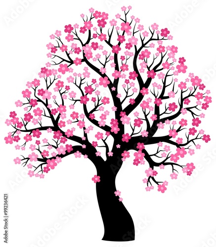 Vászonkép Silhouette of blooming tree theme 1