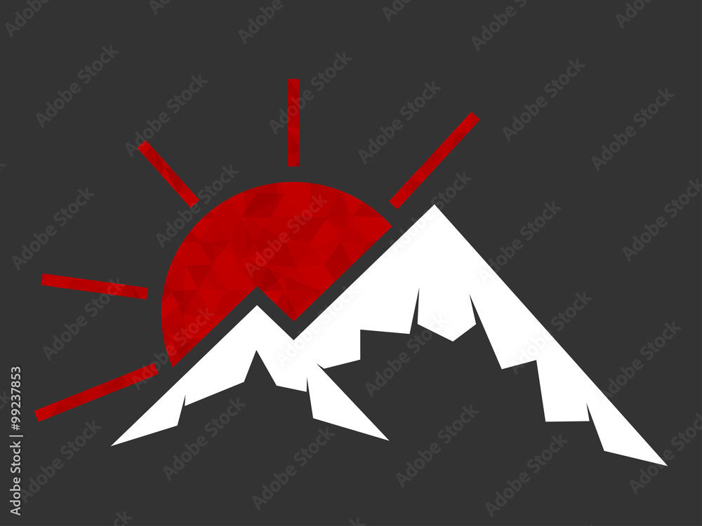 mountain and rising sun vector logo. Stock Vector | Adobe Stock
