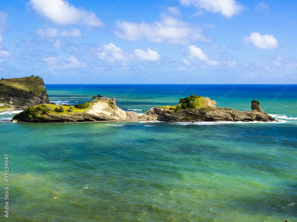 Blick über die Fond D' Or Bucht bei Denney, Region Castries, Saint Lucia, St. Lucia, Inseln über dem Winde, Kleine Antillen, Karibik, Karibisches Meer, Nordamerika