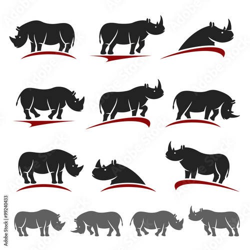 Rhinoceros set. Vector